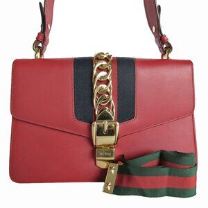 GUCCI Red Leather Shoulder Bag